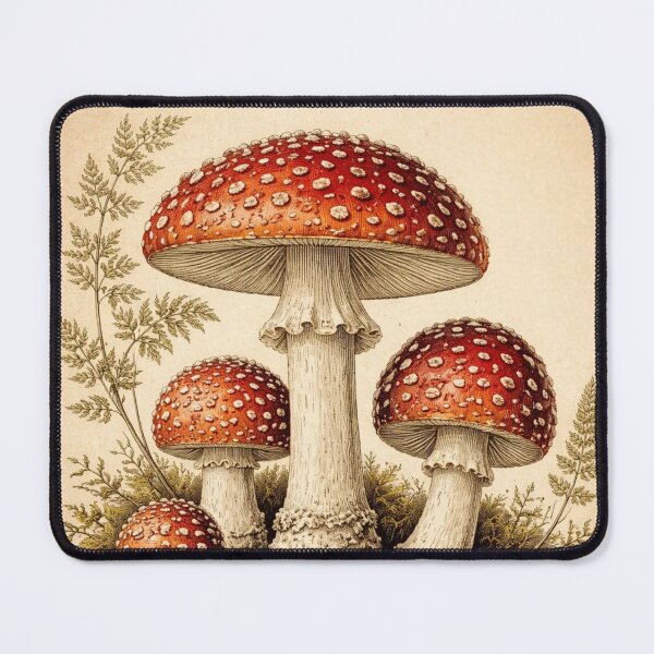 Item preview, Vintage Amanita Mushroom Illustration – Red Fly Agaric Botanical Engraving Cottagecore Art designed and sold by Darlin8888.