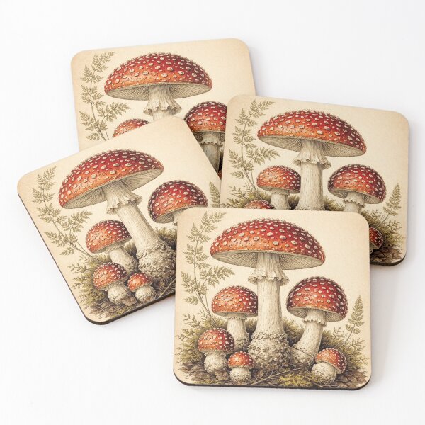 Item preview, Vintage Amanita Mushroom Illustration – Red Fly Agaric Botanical Engraving Cottagecore Art designed and sold by Darlin8888.
