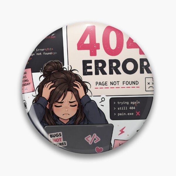 Item preview, 404 Error – Frustrated Programmer Girl | Funny Coding Sticker designed and sold by CodingPrintHub.