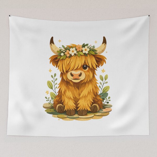 Item preview, Floral Highland Cow - Cute Cottagecore T-Shirt designed and sold by FatmaElhofy.