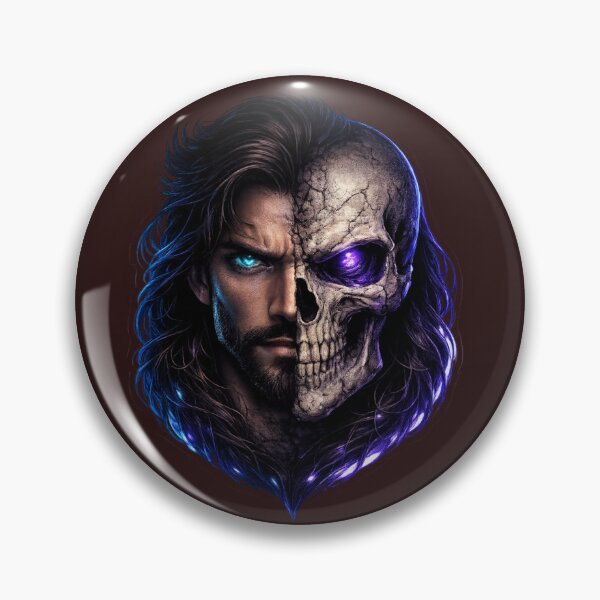 Item preview, Half Man Half Skull Neon Fusion – Dark Cyberpunk Death Streetwear Sticker designed and sold by KrishAuraa.