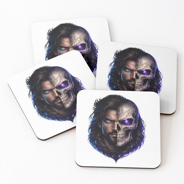 Item preview, Half Man Half Skull Neon Fusion – Dark Cyberpunk Death Streetwear Sticker designed and sold by KrishAuraa.