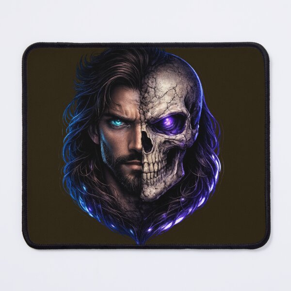 Item preview, Half Man Half Skull Neon Fusion – Dark Cyberpunk Death Streetwear Sticker designed and sold by KrishAuraa.