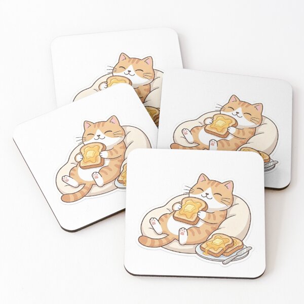 Item preview, Cute Ginger Cat Eating Honey Butter Toast Kawaii Art designed and sold by NoopnyangStudio.