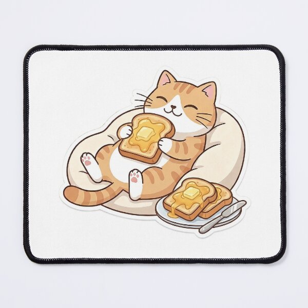 Item preview, Cute Ginger Cat Eating Honey Butter Toast Kawaii Art designed and sold by NoopnyangStudio.