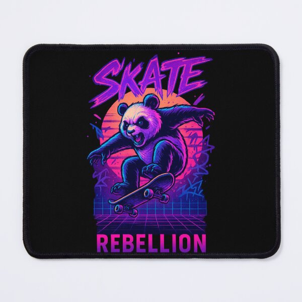 Item preview, Neon Retrowave Skateboarding Panda Skater Rebellion designed and sold by SholoStudio.