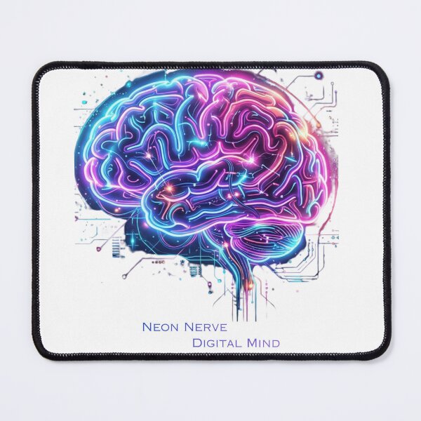 Item preview, Cyberpunk Neon Brain - Futuristic Neural Network Art designed and sold by Lantern Light Apparel .