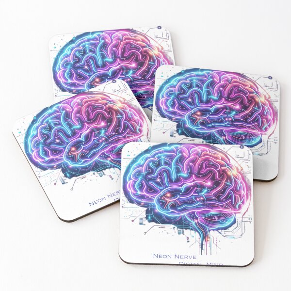 Item preview, Cyberpunk Neon Brain - Futuristic Neural Network Art designed and sold by Lantern Light Apparel .