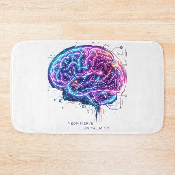 Item preview, Cyberpunk Neon Brain - Futuristic Neural Network Art designed and sold by Lantern Light Apparel .