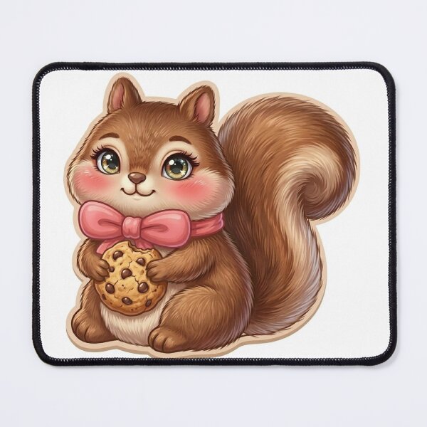 Item preview, Adorable Squirrel Die-Cut Sticker Illustration - Cute Woodland Animal with Bow and Cookie designed and sold by Stickivo.