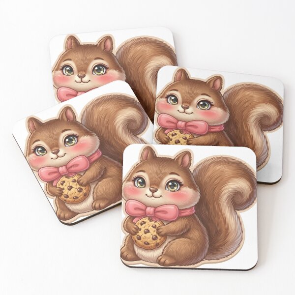 Item preview, Adorable Squirrel Die-Cut Sticker Illustration - Cute Woodland Animal with Bow and Cookie designed and sold by Stickivo.