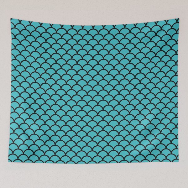 Item preview, Turquoise And Black Mermaid Scales Pattern designed and sold by pattern-archive.