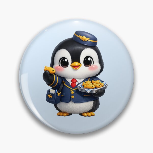 Item preview, Cute Stewardess Penguin Kawaii 3D Cartoon | Funny Flight Attendant Fish Snack Illustration designed and sold by Moons Studio.