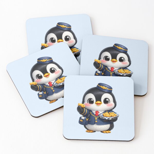 Item preview, Cute Stewardess Penguin Kawaii 3D Cartoon | Funny Flight Attendant Fish Snack Illustration designed and sold by Moons Studio.