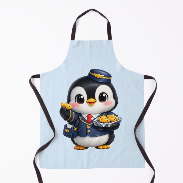 Item preview, Cute Stewardess Penguin Kawaii 3D Cartoon | Funny Flight Attendant Fish Snack Illustration designed and sold by Moons Studio.