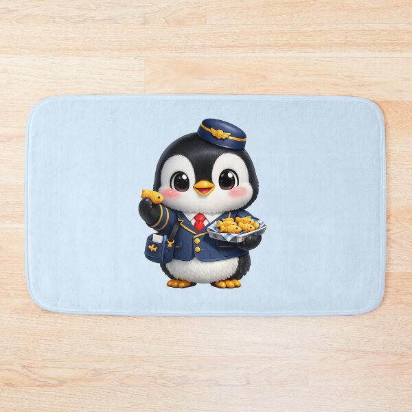 Item preview, Cute Stewardess Penguin Kawaii 3D Cartoon | Funny Flight Attendant Fish Snack Illustration designed and sold by Moons Studio.