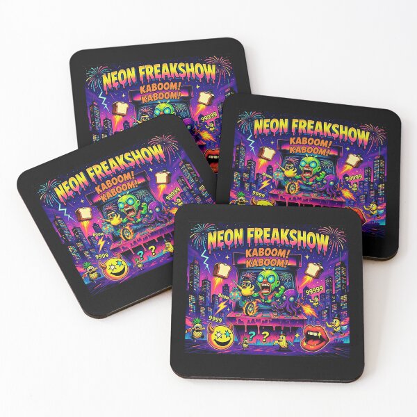 Item preview, Neon Freakshow Poster - Rainbow Arcade Machine with Surreal Creatures designed and sold by David Brookes Digital.
