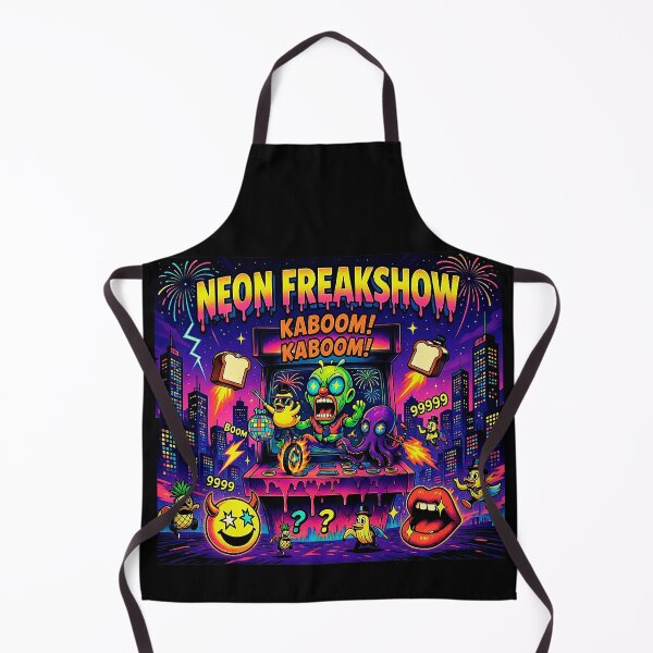 Item preview, Neon Freakshow Poster - Rainbow Arcade Machine with Surreal Creatures designed and sold by David Brookes Digital.