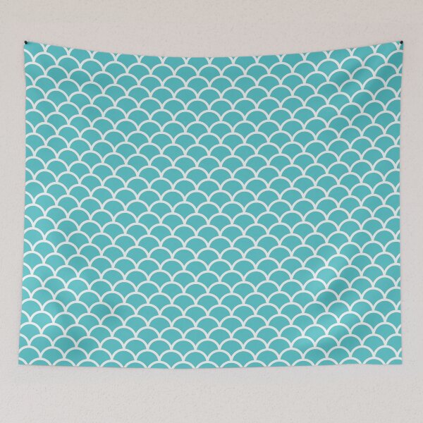 Item preview, Aqua And White Mermaid Scales Pattern designed and sold by pattern-archive.