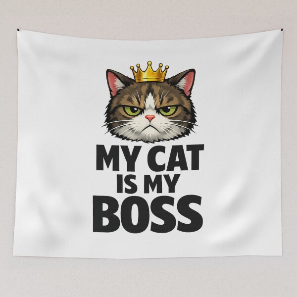 Item preview, My Cat Is My Boss Funny Sarcastic Cat Owner Meme Crown Cat Humor designed and sold by Ladys-Gents.
