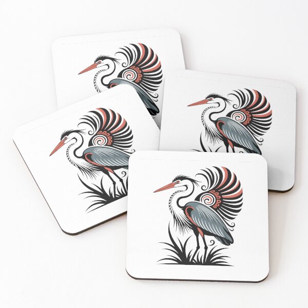 Item preview, Elegant Heron Bird – Tribal Style Crane Illustration with Decorative Wings designed and sold by ArcticFoxStudio.