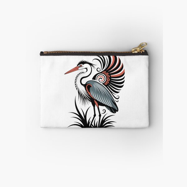 Item preview, Elegant Heron Bird – Tribal Style Crane Illustration with Decorative Wings designed and sold by ArcticFoxStudio.