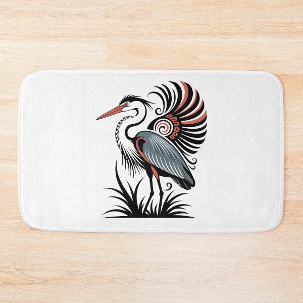 Item preview, Elegant Heron Bird – Tribal Style Crane Illustration with Decorative Wings designed and sold by ArcticFoxStudio.