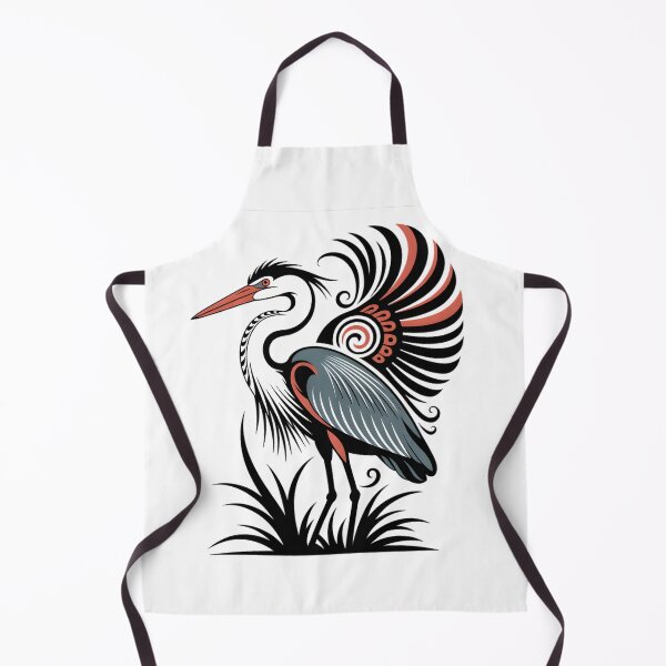 Item preview, Elegant Heron Bird – Tribal Style Crane Illustration with Decorative Wings designed and sold by ArcticFoxStudio.
