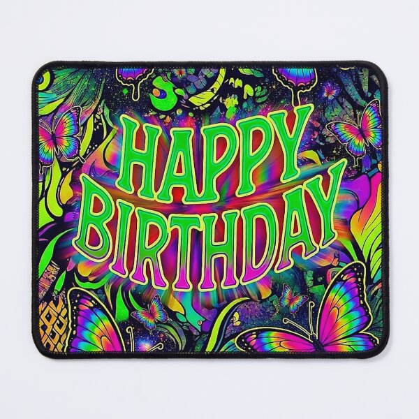 Item preview, Happy Birthday Psychedelic Butterflies - Rainbow Trippy Birthday Art designed and sold by David Brookes Digital.
