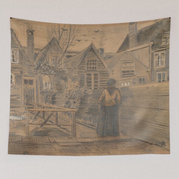 Item preview, Houses Seen From the Back Window by Vincent van Gogh: Vintage Village Poster designed and sold by artofuniverse.