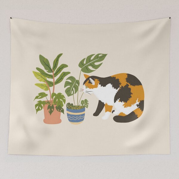 Item preview, Calico Cat With House Plants designed and sold by xiao xuans.