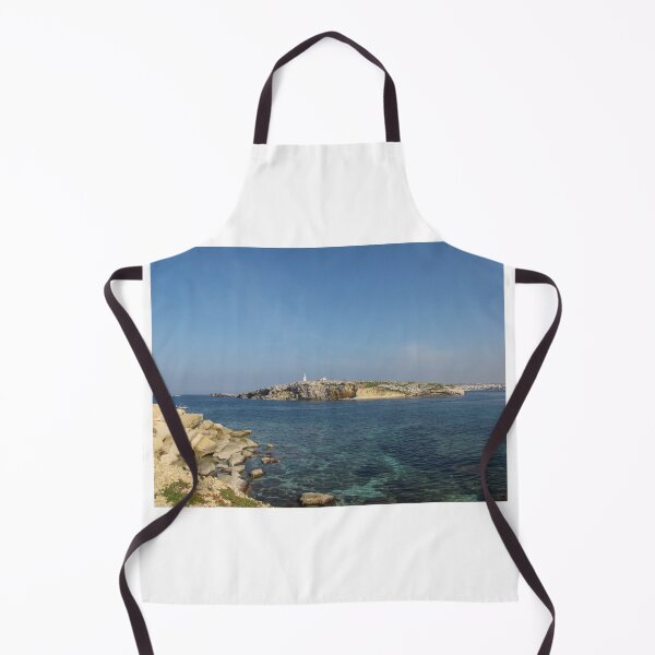 Item preview, Rocky Coastal Island With Statue Over Clear Blue Mediterranean Sea On Sunny Day designed and sold by Nmallia.