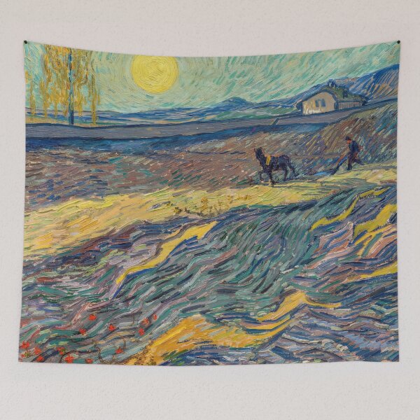 Aperçu de l'œuvre Laboureur Dans Un Champ de Vincent van Gogh : Paysage post-impressionniste Poster créée et vendue par artofuniverse.