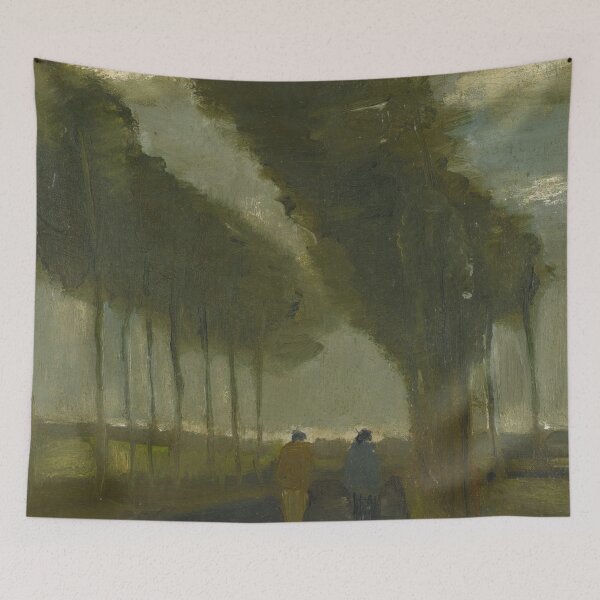 Aperçu de l'œuvre Lallee Aux Deux Promeneurs de Vincent van Gogh : Paysage de campagne poétique Poster créée et vendue par artofuniverse.
