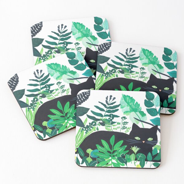 Item preview, Black Cat with house plants designed and sold by xiao xuans.