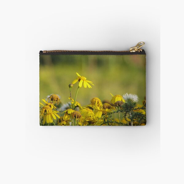 Item preview, Yellow Wildflowers and Daisies in Sunlit Meadow With Thistle Detail and Shallow Depth of Field designed and sold by Nmallia.
