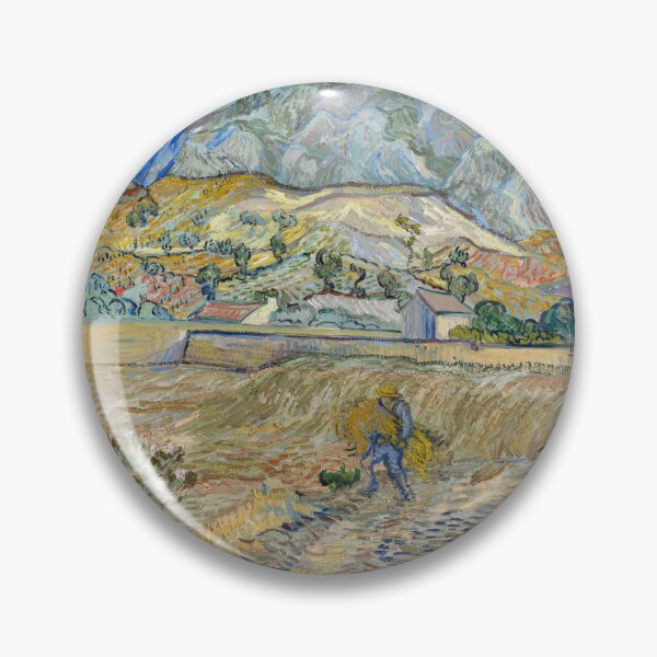 Item preview, Landscape at Saint Rémy Enclosed Field With Peasant by Vincent van Gogh: Fine Art Poster designed and sold by artofuniverse.