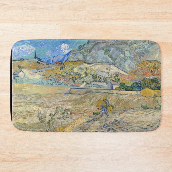 Item preview, Landscape at Saint Rémy Enclosed Field With Peasant by Vincent van Gogh: Fine Art Poster designed and sold by artofuniverse.