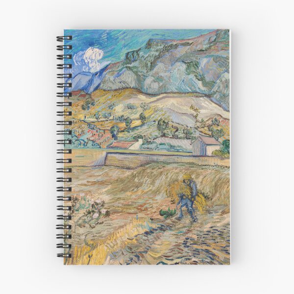 Item preview, Landscape at Saint Remy Enclosed Field With Peasant by Vincent van Gogh: Post Impressionist Print designed and sold by artofuniverse.