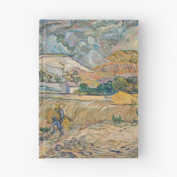 Item preview, Landscape at Saint Remy Enclosed Field With Peasant by Vincent van Gogh: Post Impressionist Print designed and sold by artofuniverse.
