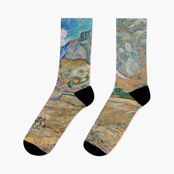Item preview, Landscape at Saint Remy Enclosed Field With Peasant by Vincent van Gogh: Post Impressionist Print designed and sold by artofuniverse.