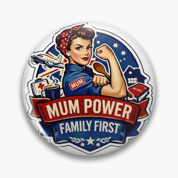 Item preview, Mum Power, Family First retro Rosie the Riveter Inspired Design designed and sold by MuggyandMo.