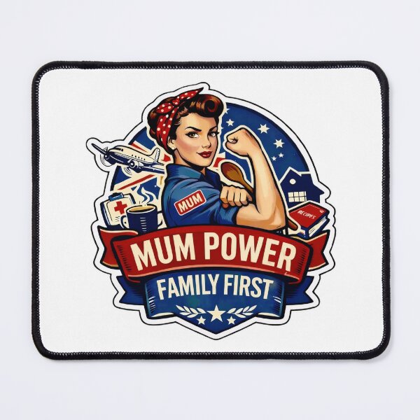 Item preview, Mum Power, Family First retro Rosie the Riveter Inspired Design designed and sold by MuggyandMo.