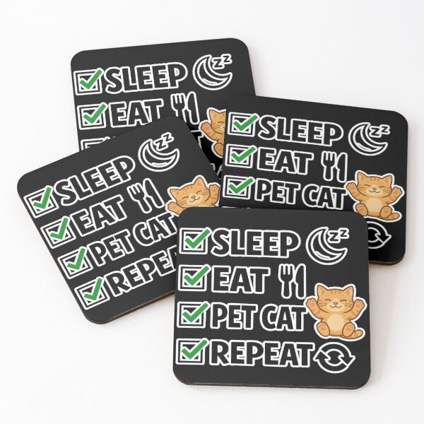 Item preview, Funny Cat Lover Checklist Sleep Eat Pet Cat Repeat Minimalist Design designed and sold by Ladys-Gents.