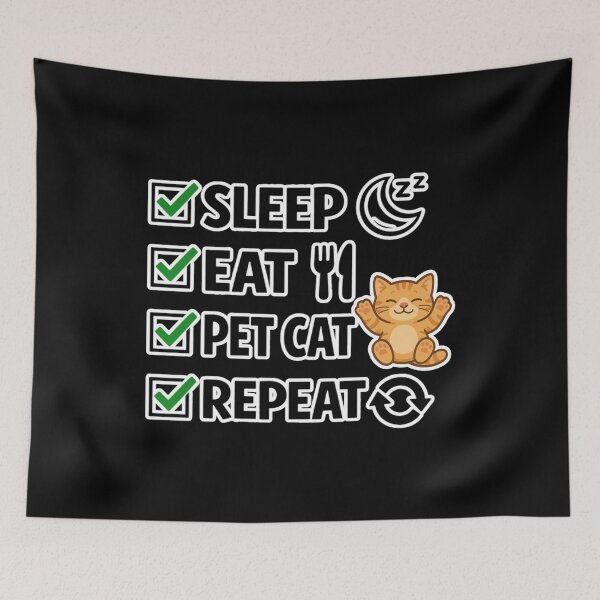 Item preview, Funny Cat Lover Checklist Sleep Eat Pet Cat Repeat Minimalist Design designed and sold by Ladys-Gents.