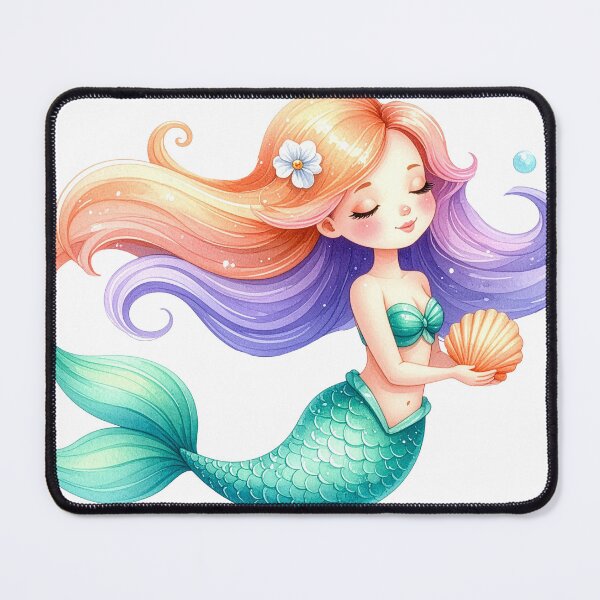 Item preview, Cute Mermaid Holding Seashell Fantasy Illustration designed and sold by Rutvain.