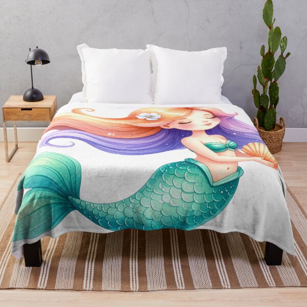 Item preview, Cute Mermaid Holding Seashell Fantasy Illustration designed and sold by Rutvain.