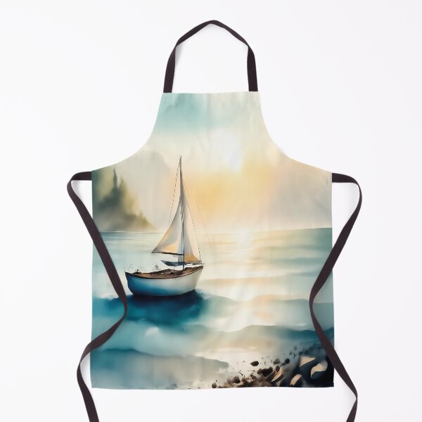 Item preview, Ethereal Sailboat at Sunset | Minimalist Coastal Watercolor designed and sold by Art-Inspir-AI.