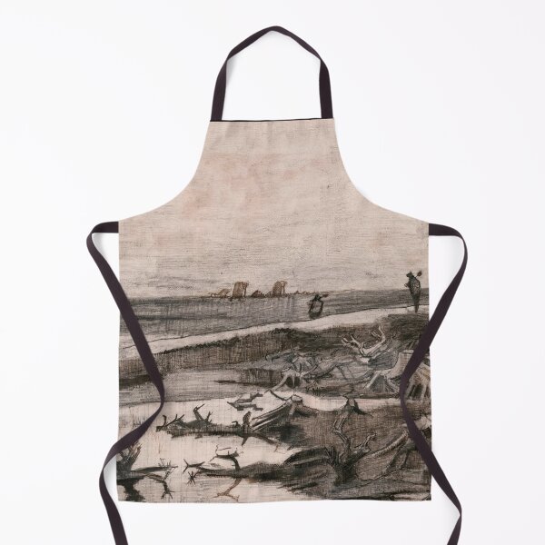 Item preview, Landscape With Bog Trunks Travaux Aux Champs by Vincent van Gogh: Minimalist Landscape Print designed and sold by artofuniverse.