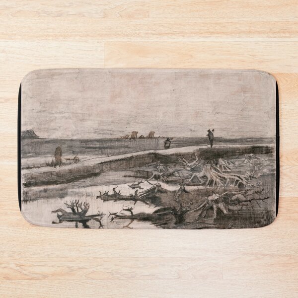 Item preview, Landscape With Bog Trunks Travaux Aux Champs by Vincent van Gogh: Minimalist Landscape Print designed and sold by artofuniverse.